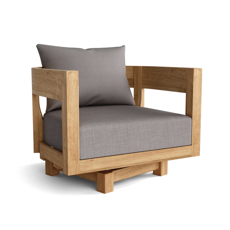Latitude Run® Teak Swivel Patio Chair with Cushions Wayfair